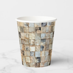 Rustikales Vintages Zeitungs-Patchwork-Collage (10 Pappbecher