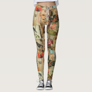Rustikales Vintages Zeitungs-Patchwork-Collage (4) Leggings