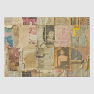 Rustikales Vintages Zeitungs-Patchwork-Collage (6) Seidenpapier