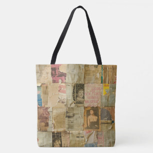 Rustikales Vintages Zeitungs-Patchwork-Collage (6) Tasche