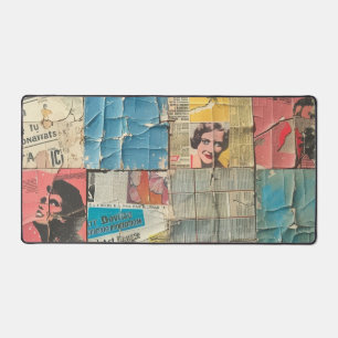 Rustikales Vintages Zeitungs-Patchwork-Collage (8) Schreibtischunterlage