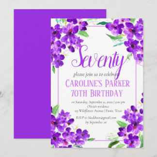 Rustikales Violett 70. Geburtstag Lila Einladung