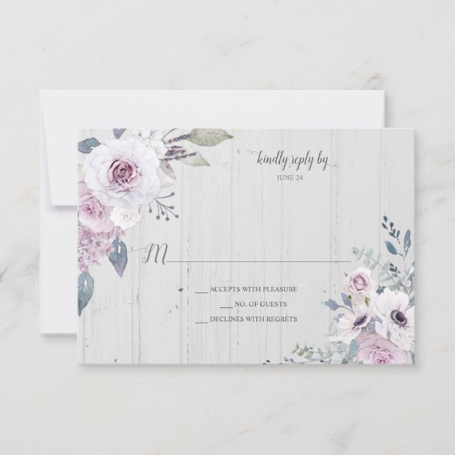 Rustikales Violett Lila Lavendel Rose UAWG RSVP Karte (Vorderseite)