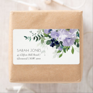 Rustikales Violett Lila Navy Blumenblätter Adresse