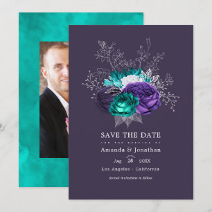 Rustikales Violett und türkisfarbenes Foto für Hoc Save The Date