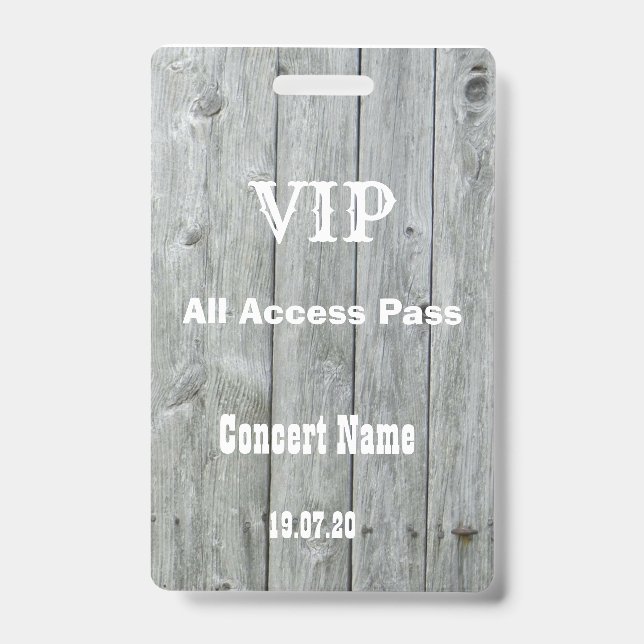 Rustikales VIP All Access Pass Konzertkonzert Abze Ausweis (Vorderseite)