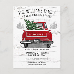 Rustikales Virtual Christmas Party Vintag Red Truc Einladungspostkarte