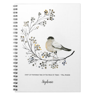 Rustikales Vogel-Beeren-Zweige-Inspirations-Journa Notizblock