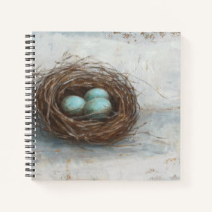 Rustikales Vogelnest - Blau Notizbuch