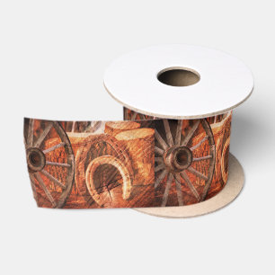 Rustikales Wagenrad-Hufeisen-Western Satinband