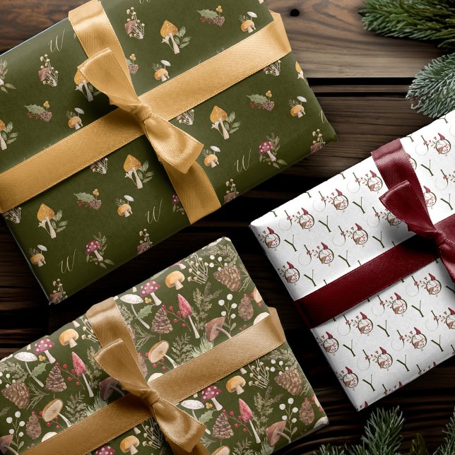 Rustikales Wald Wasserfarbenwald Mushroom Forest Geschenkpapier Set (Rustic Woodland Watercolor Woodsy Mushroom Forest Wrapping Paper Sheets)