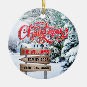 Rustikales Wald Weihnachten Winterschnee Wälder Keramik Ornament