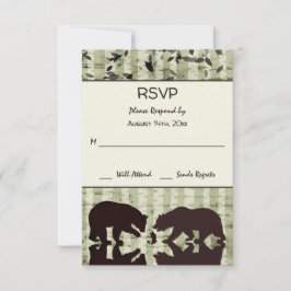 Rustikales Waldbärenfischen, Birkenbäume Hochzeit RSVP Karte