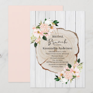 Rustikales Waldbrunch Blush Floral Bridal Brunch Einladung
