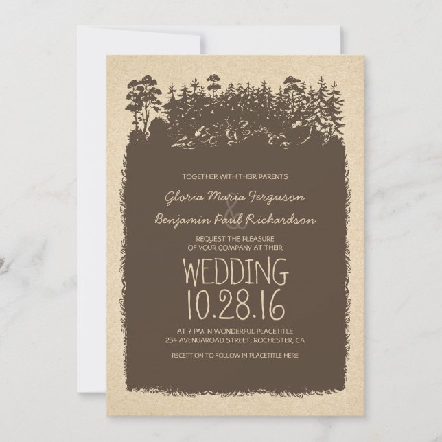 Rustikales Waldland - Einladungen für Hochzeiten (Vorderseite)