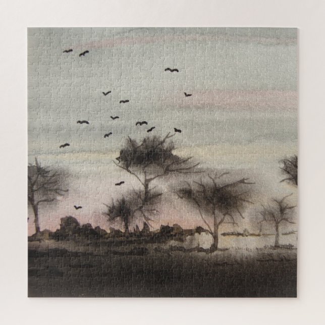 rustikales Waldland Herbst Landschaft Sonnenunterg (Vertikal)