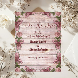 Rustikales Waldland Rose Blumenland Save the Date Einladung