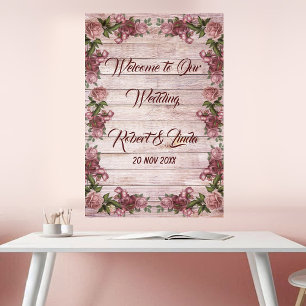 Rustikales Waldrosen-Blumen-Landhochzeitsplakat Poster