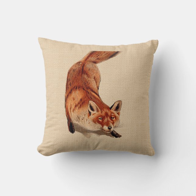 Rustikales Waldroter Fox-Kissen Kissen (Vorderseite)