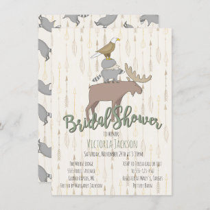 Rustikales Waldtier-Brautparty Einladung