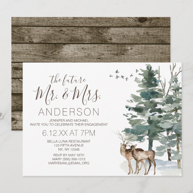 Rustikales WaldVerlobungs-Party Einladung (Vorne/Hinten)
