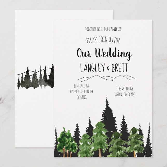 Rustikales Waldwasser Hochzeit Einladung (Vorne/Hinten)