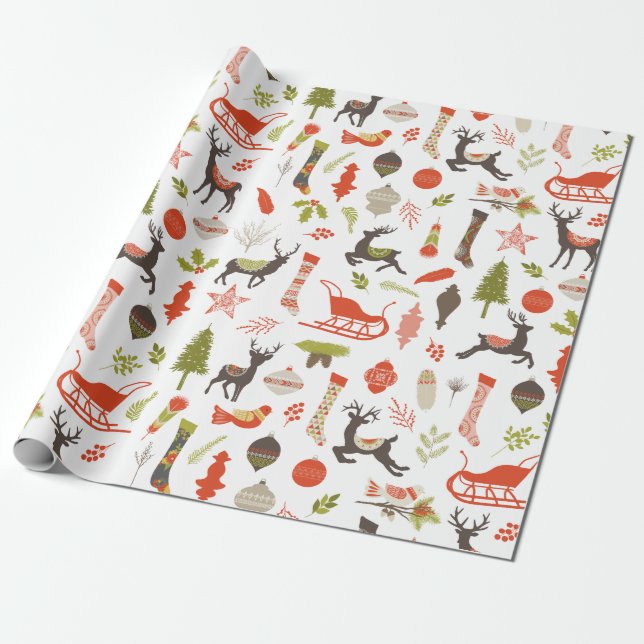 Rustikales Waldweiden Weihnachtsfest und Naturmust Geschenkpapier (Ungerollt)