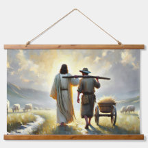 Rustikales Wandteppich aus Holz mit Jesus-Jokon