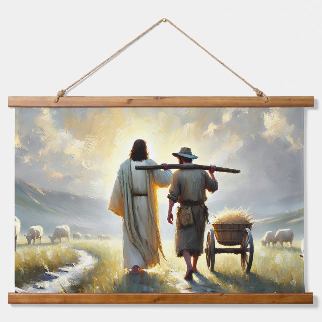 Rustikales Wandteppich aus Holz mit Jesus-Jokon (Vorne)