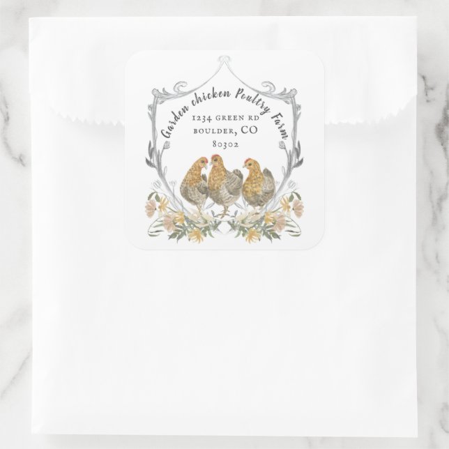 Rustikales Wappen Bauernhof Visitenkarte Quadratischer Aufkleber (Tasche)