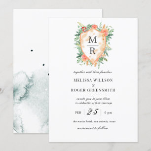 rustikales Wappen Monogramm Hochzeit Einladung