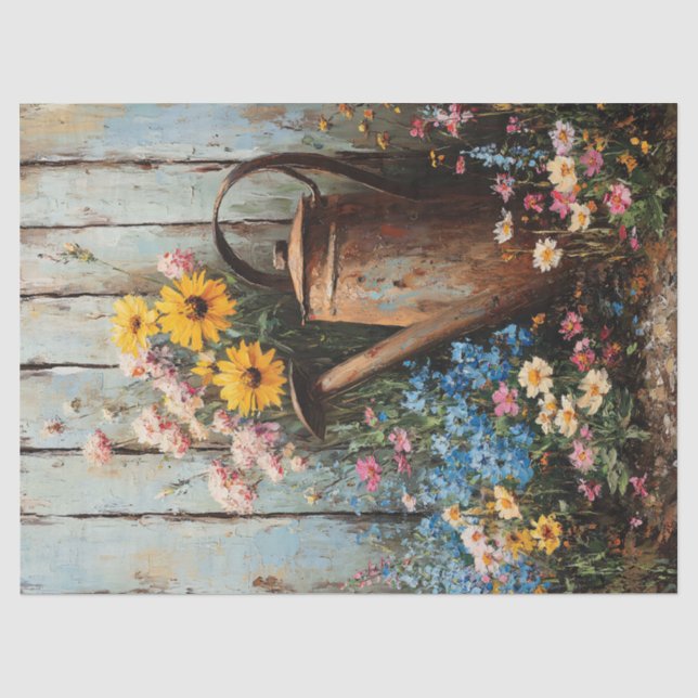 Rustikales Wasser kann Wildblumen zeichnen Dekoupa Seidenpapier (Vorderseite)