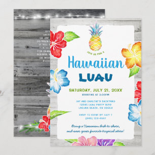 Rustikales Wasser tropisches Hawaiian Luau Einladung