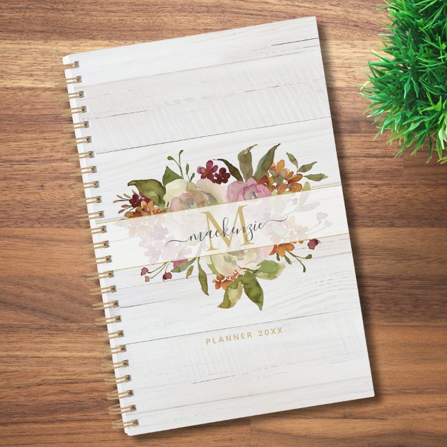 Rustikales Wasserfarbe-Rosenbouquet-Monogramm Planer (Von Creator hochgeladen)