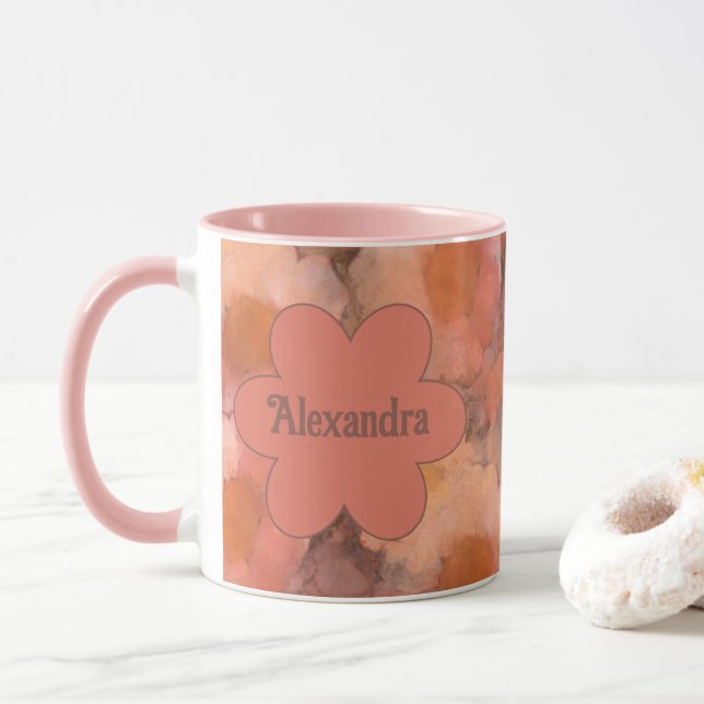 Rustikales Wasserfarben-Gänseblümchen-Blumenmuster Tasse (Mit Donut)