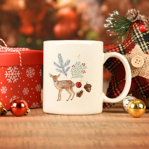 Rustikales Wasserfarben Hirsch und Botanische Weih Jumbo-Tasse