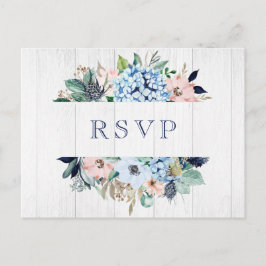 Rustikales Wasserfarben-Hydrangea Wedding RSVP Postkarte
