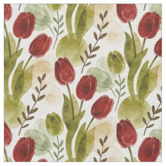Rustikales Wasserfarben-Tulpen-Botanik-Muster MH26 Stoff