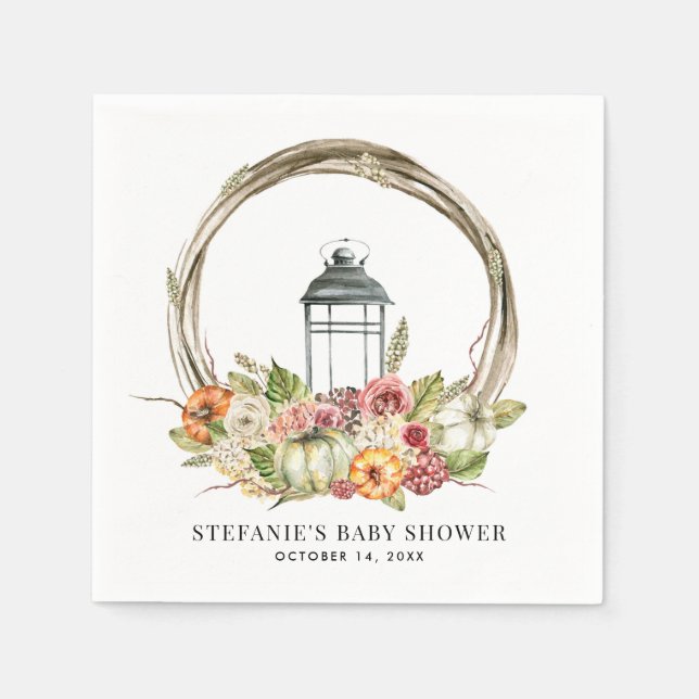 Rustikales Wasserfarbenfall Harvest Wreath Baby Du Serviette (Vorderseite)
