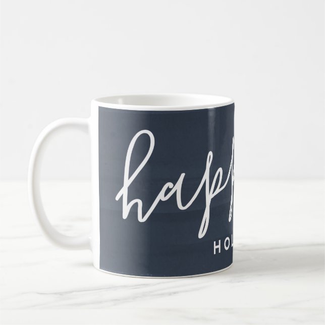 Rustikales Wasserfarbenhappy Holidays Custom Foto Kaffeetasse (Links)