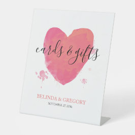 Rustikales Wasserfarbenherz Hochzeitskarten & Gesc Sockelschild