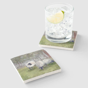 Rustikales Wasserfarbenschaf Steinuntersetzer