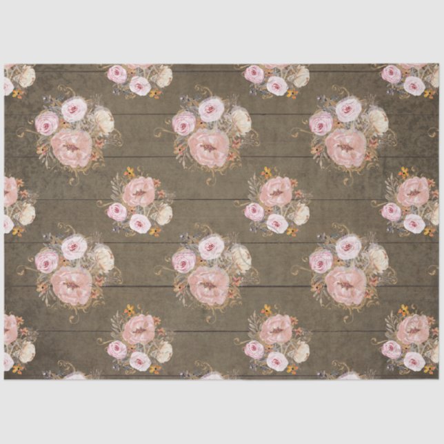 Rustikales Wasserfarbskript Ephemera Decoupage Seidenpapier (Vorderseite)