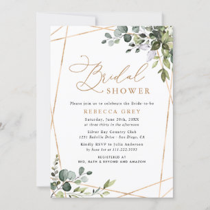Rustikales Watercolor Greenery Gold Brautparty Einladung