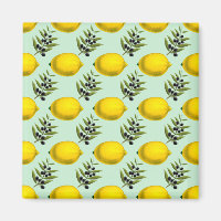 Rustikales Watercolor Lemon and Olive Pattern Magn