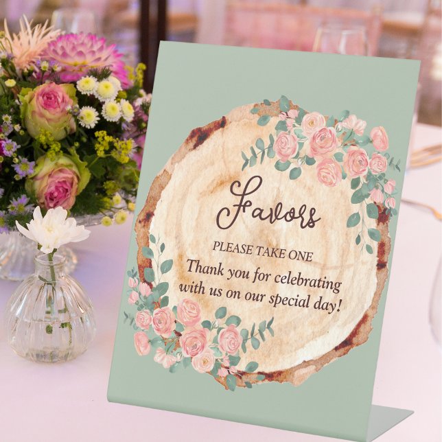 Rustikales Watercolor Woods Slice Sage Green Sockelschild (Von Creator hochgeladen)