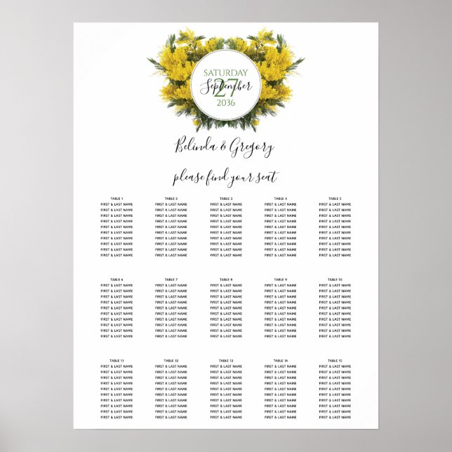 Rustikales Wattle Acacia Hochzeitssattel Poster (Vorne)