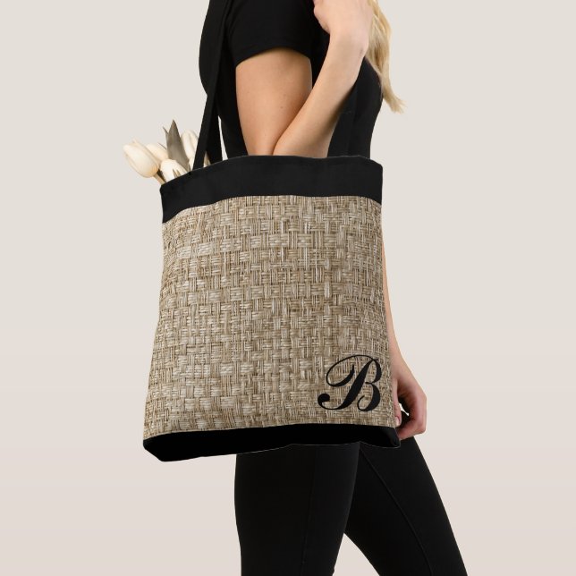 Rustikales Weave Textur Muster Chic Black Monogram Tasche (Von Nahem)