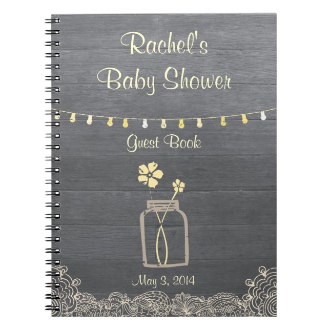 Rustikales Weckglas-Babyparty-Notizbuch Notizblock (Vorderseite)