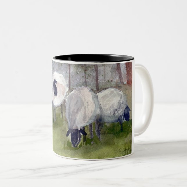 Rustikales Weideschaf Zweifarbige Tasse (VorderseiteRechts)